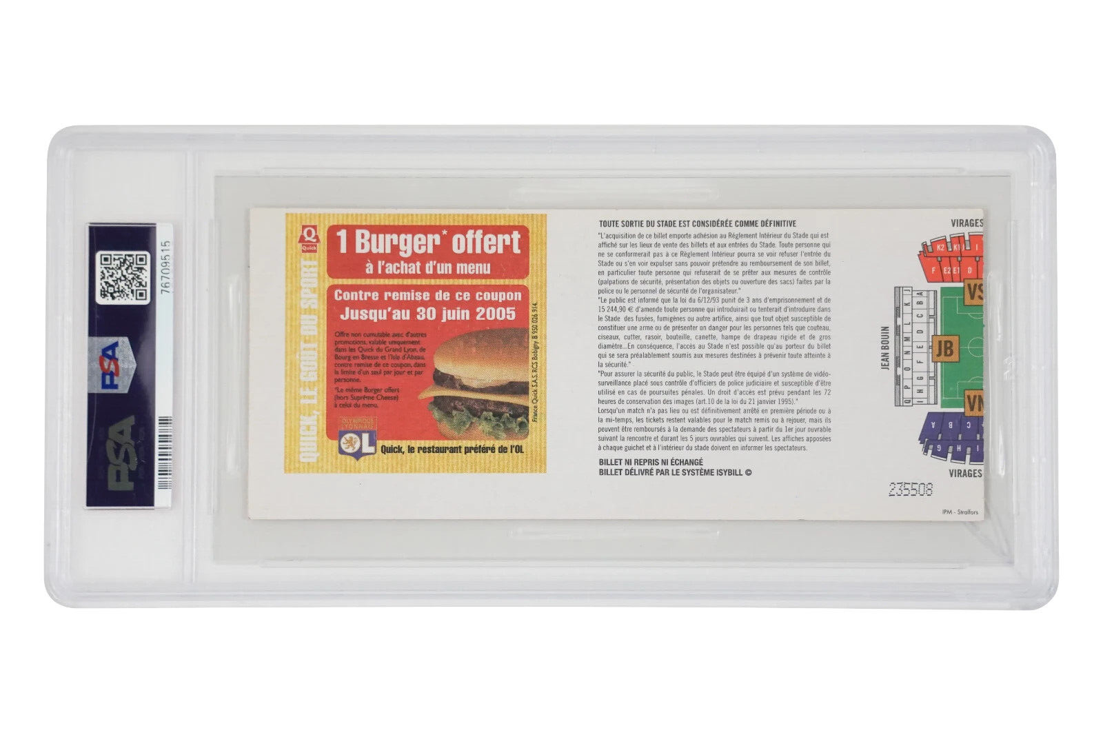 Karim Benzema Signed 2005 Pro Debut Match Ticket Inscribed Debut – PSA 2 Auto 9
